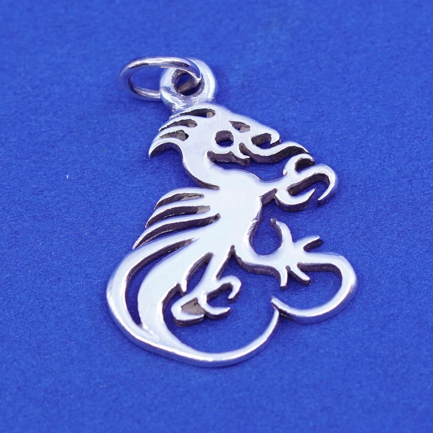 Vintage sterling silver handmade pendant, 925 dragon charm