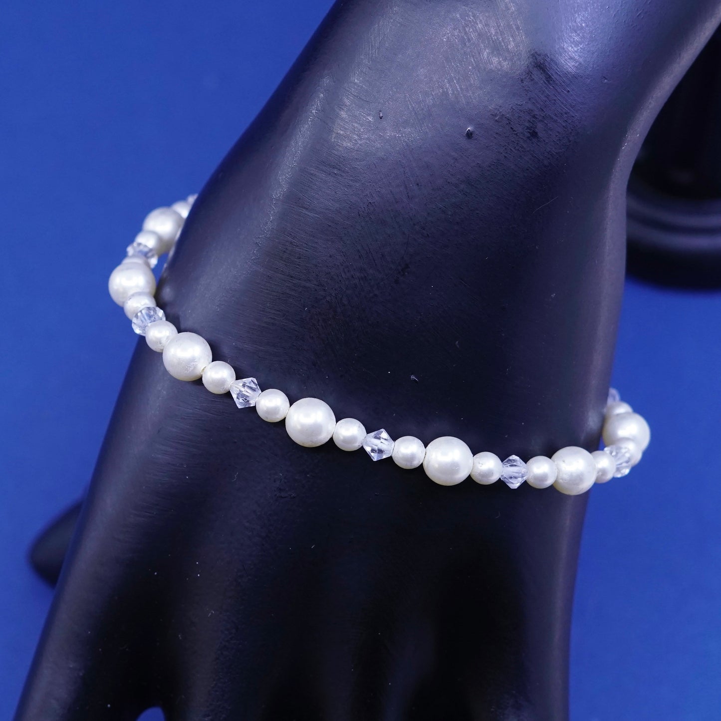 7”, Sterling silver handmade bracelet, 925 clasp with freshwater pearl beads