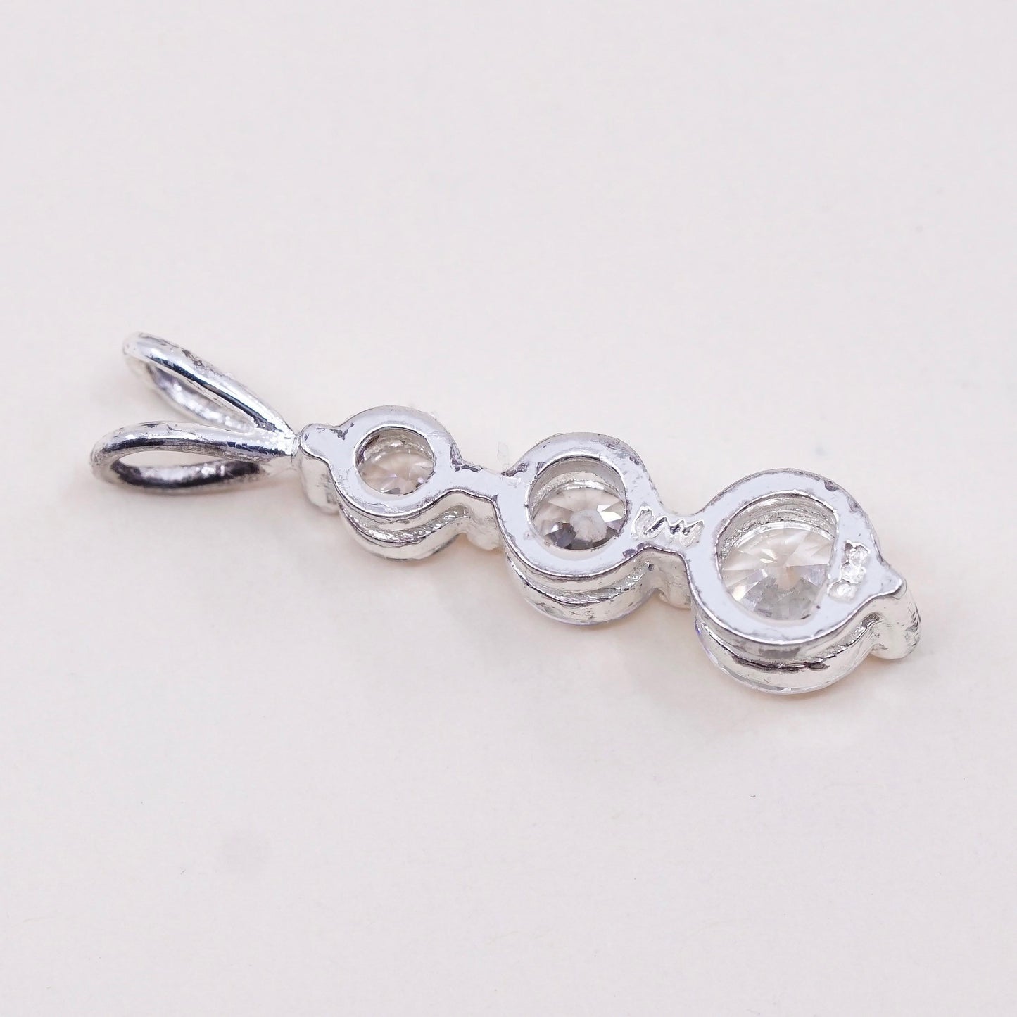 Vintage sterling silver cz crystal pendant, 925 pendant