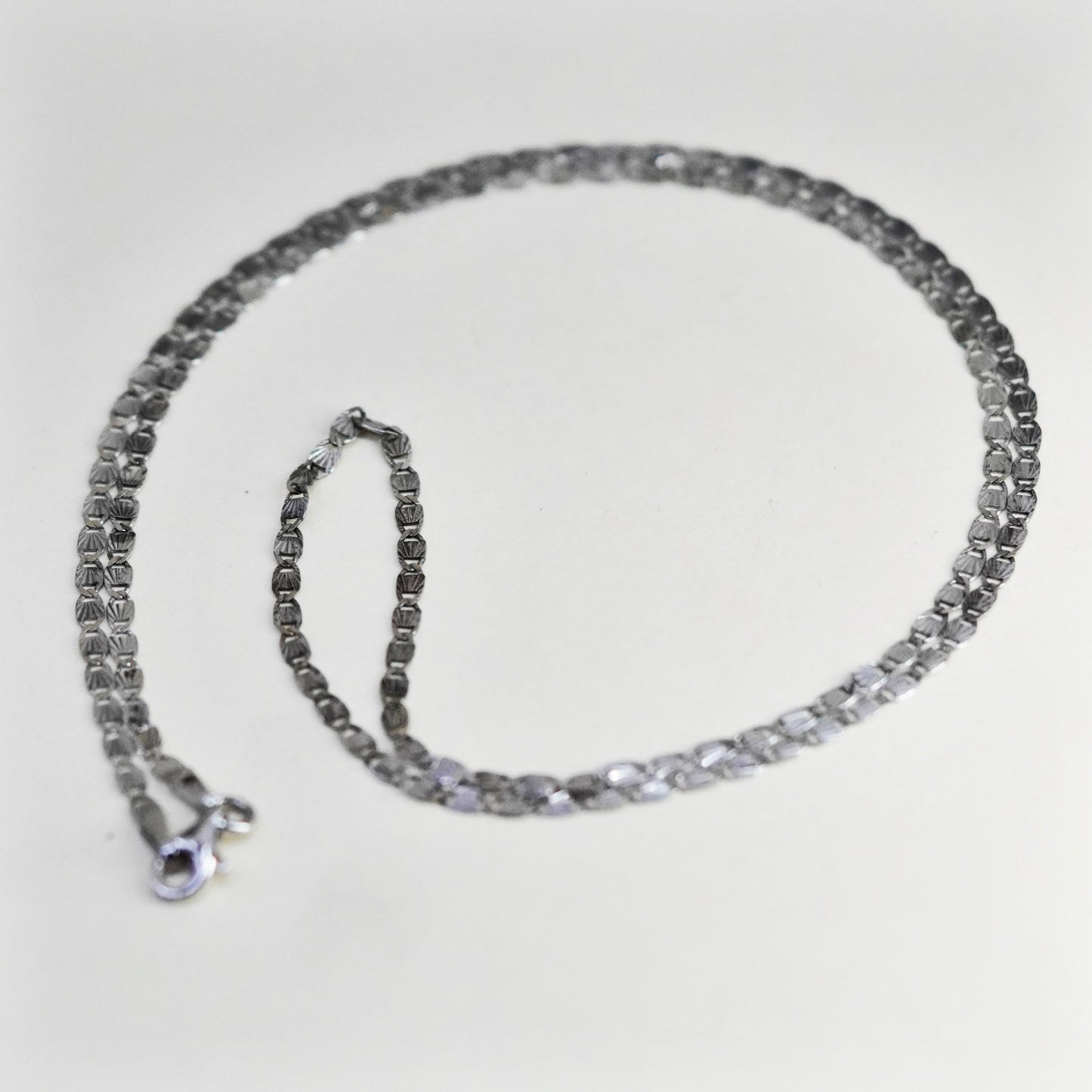 20”, 2mm, vintage Sterling silver necklace, 925 shell shaped link chain