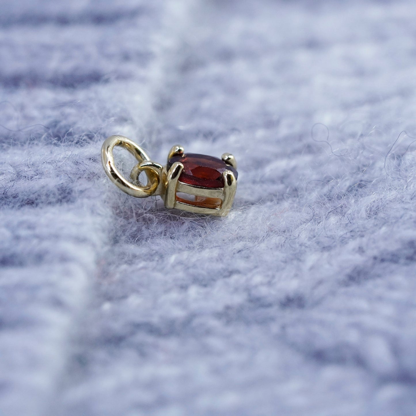 Vintage vermeil gold over sterling 925 silver pendant with oval ruby