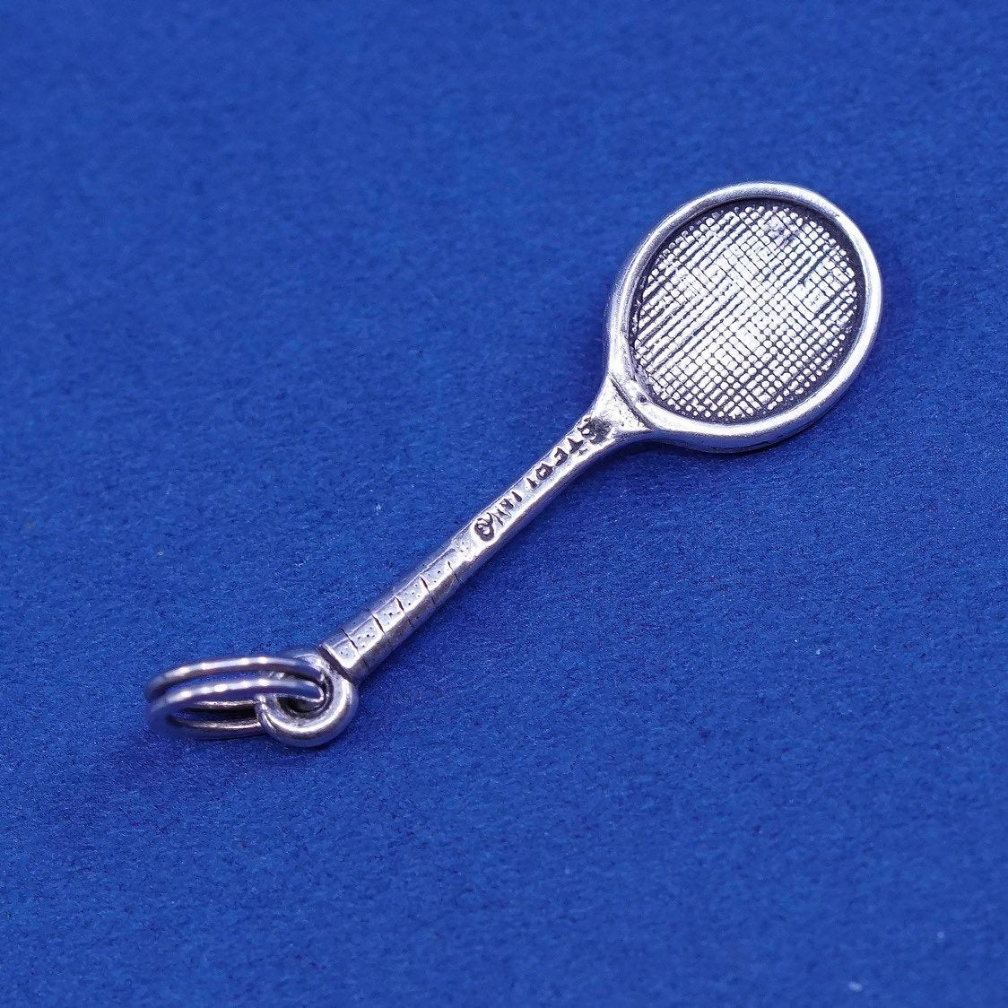 vtg Sterling silver handmade pendant, 925 tennis racket and ball