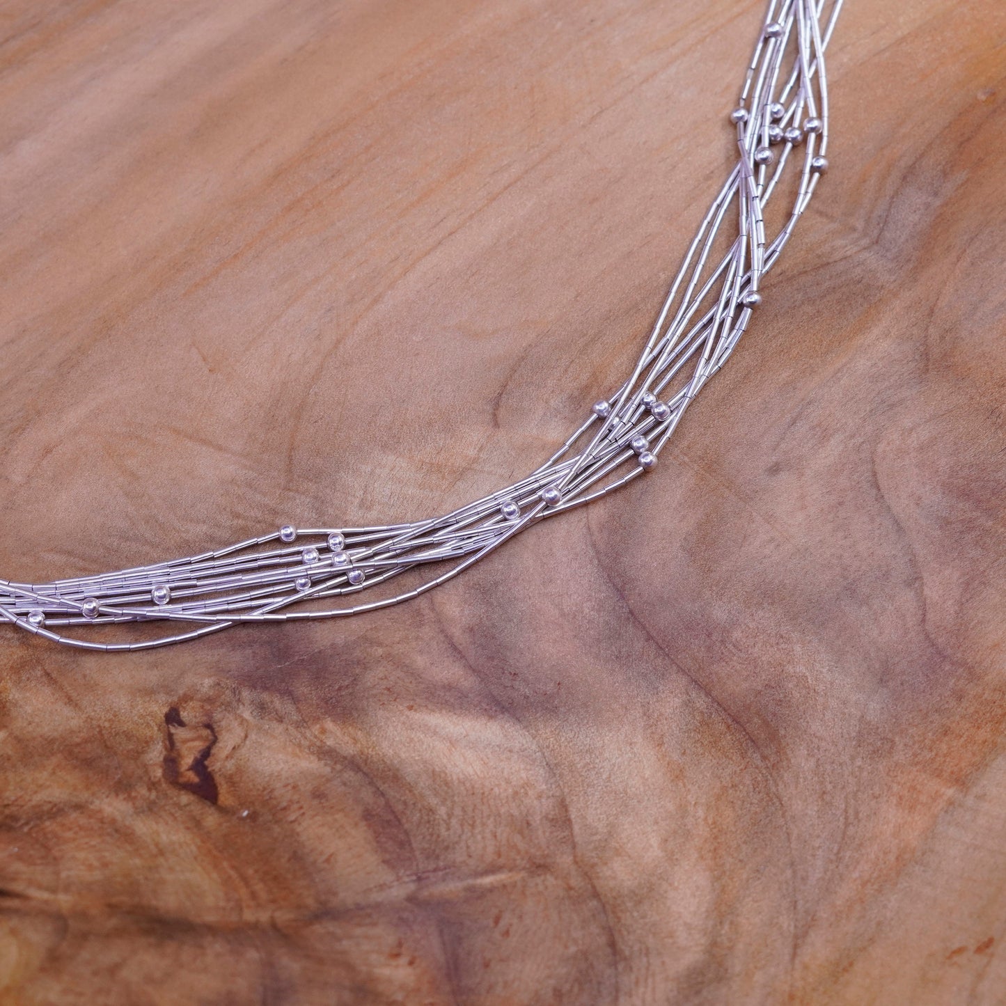 18”, Native American navajo Sterling 925 handmade liquid silver chain necklace
