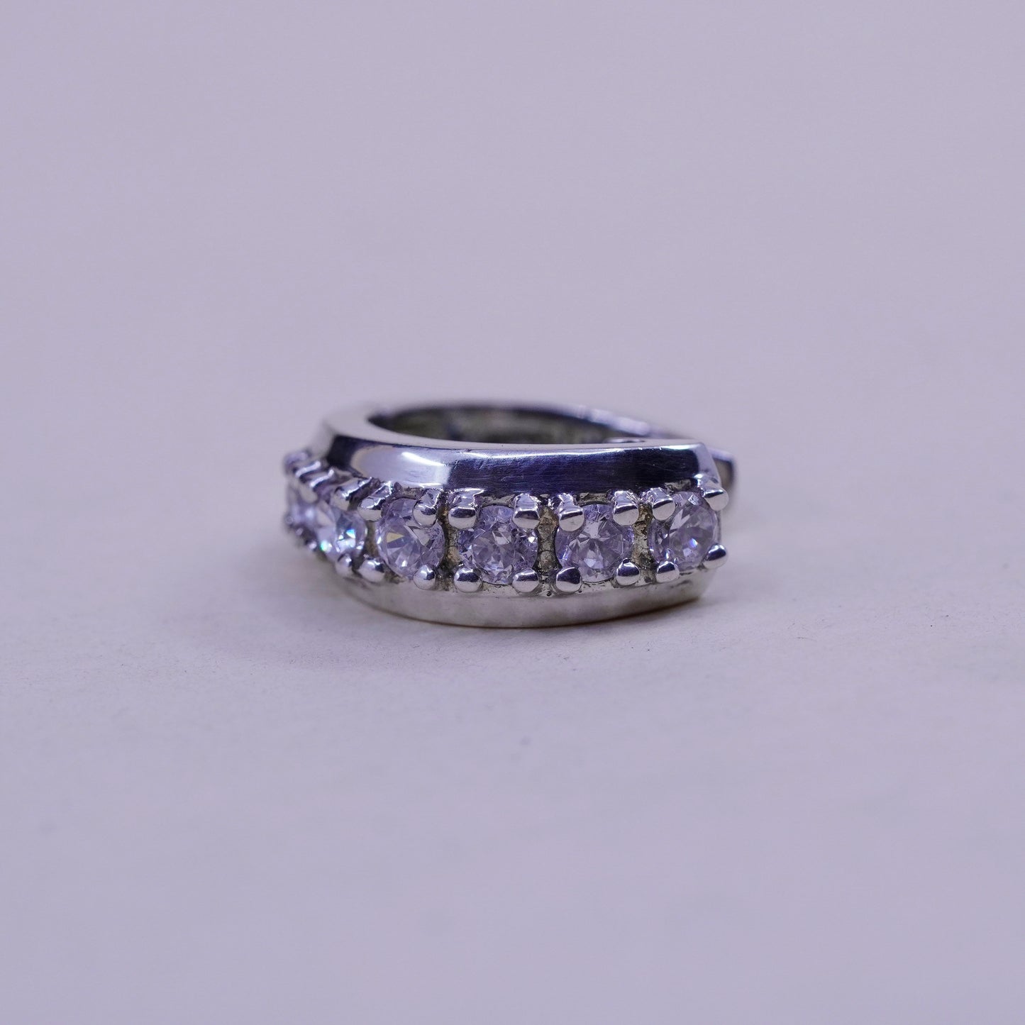 0.5”, Vintage sterling silver earrings, 925 hoops, huggie, with cz