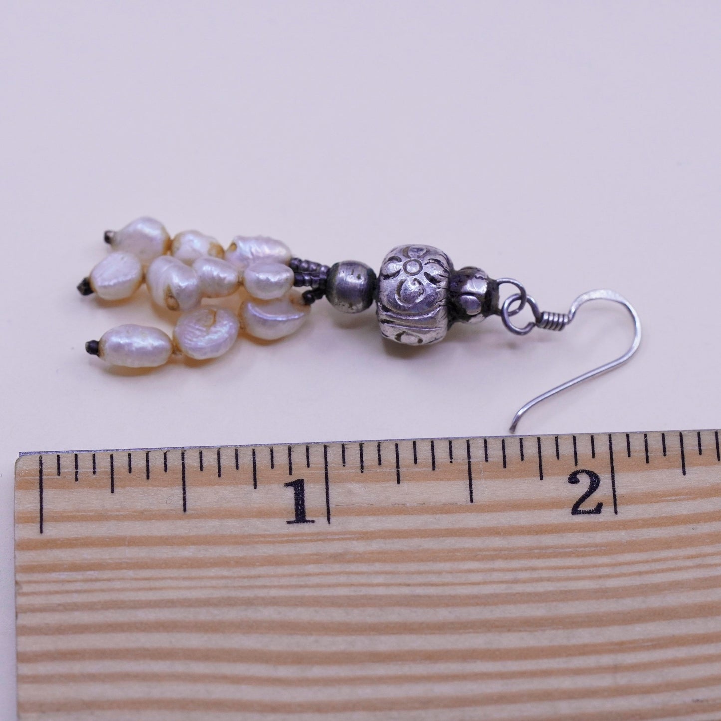 Vintage Sterling 925 silver handmade earrings with pearl
