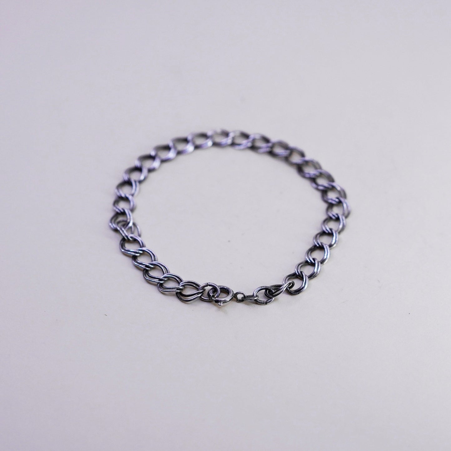 7.25”, 7mm, Vintage prochain sterling silver bracelet, 925 double curb chain