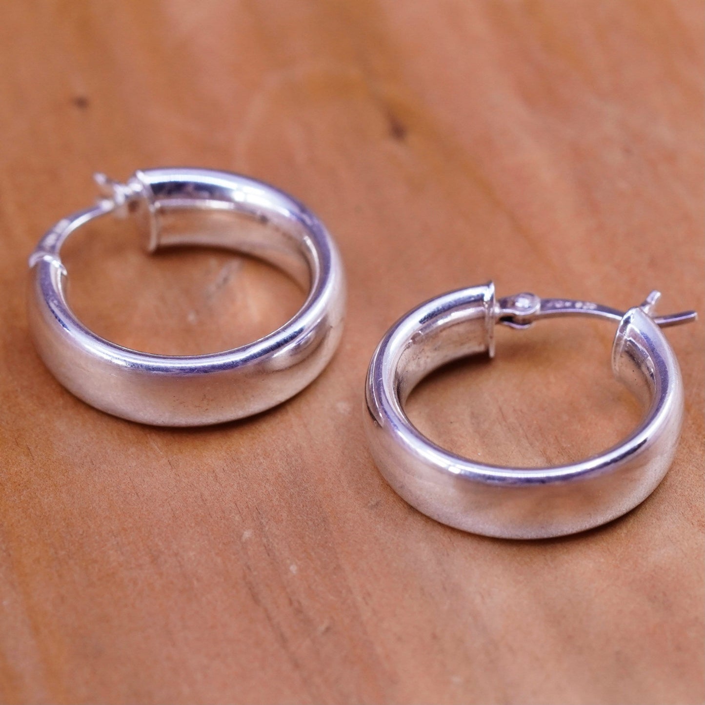 0.75”, vintage Sterling silver handmade earrings, 925 hoops