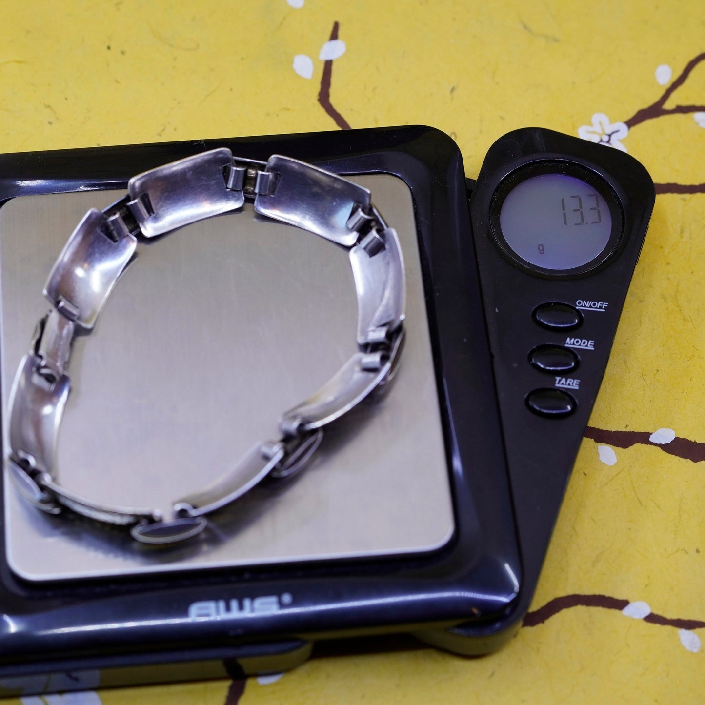 7.25”, Germany Sterling silver handmade bracelet, Italy 835 hammered chain