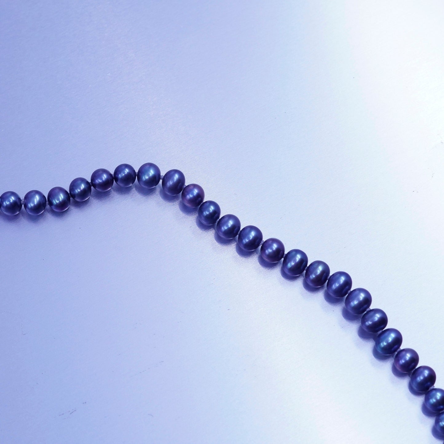 20”, vintage 6mm black pearl necklace with Sterling 925 silver clasp