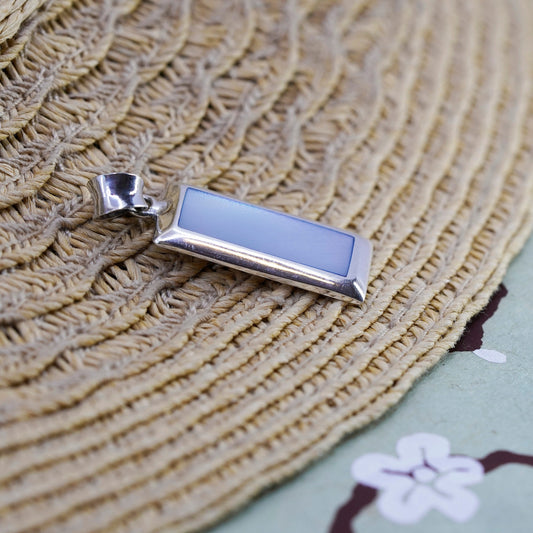 Vintage Sterling 925 silver handmade pendant with mother of pearl inlay