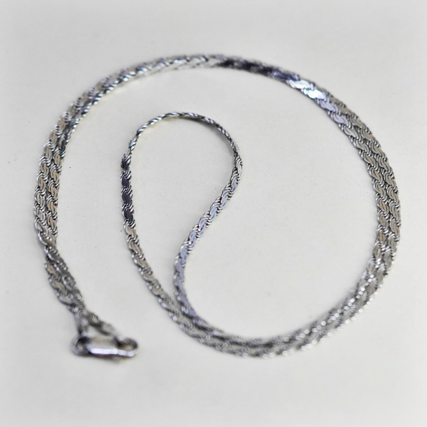 20”, 3mm, Vintage sterling silver chain, Italy flatten 925 nugget chain