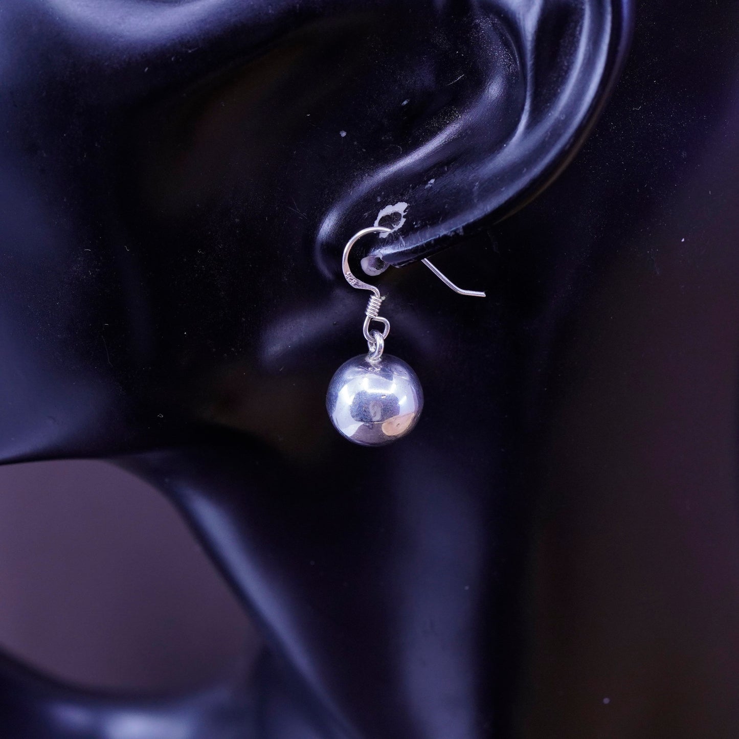10mm, Vintage Sterling silver handmade earrings, 925 beads drops