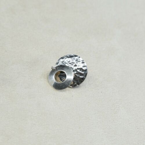 VINTAGE Taxco Sterling Silver .925 CLIP ON EARRINGS, hammered disk circle