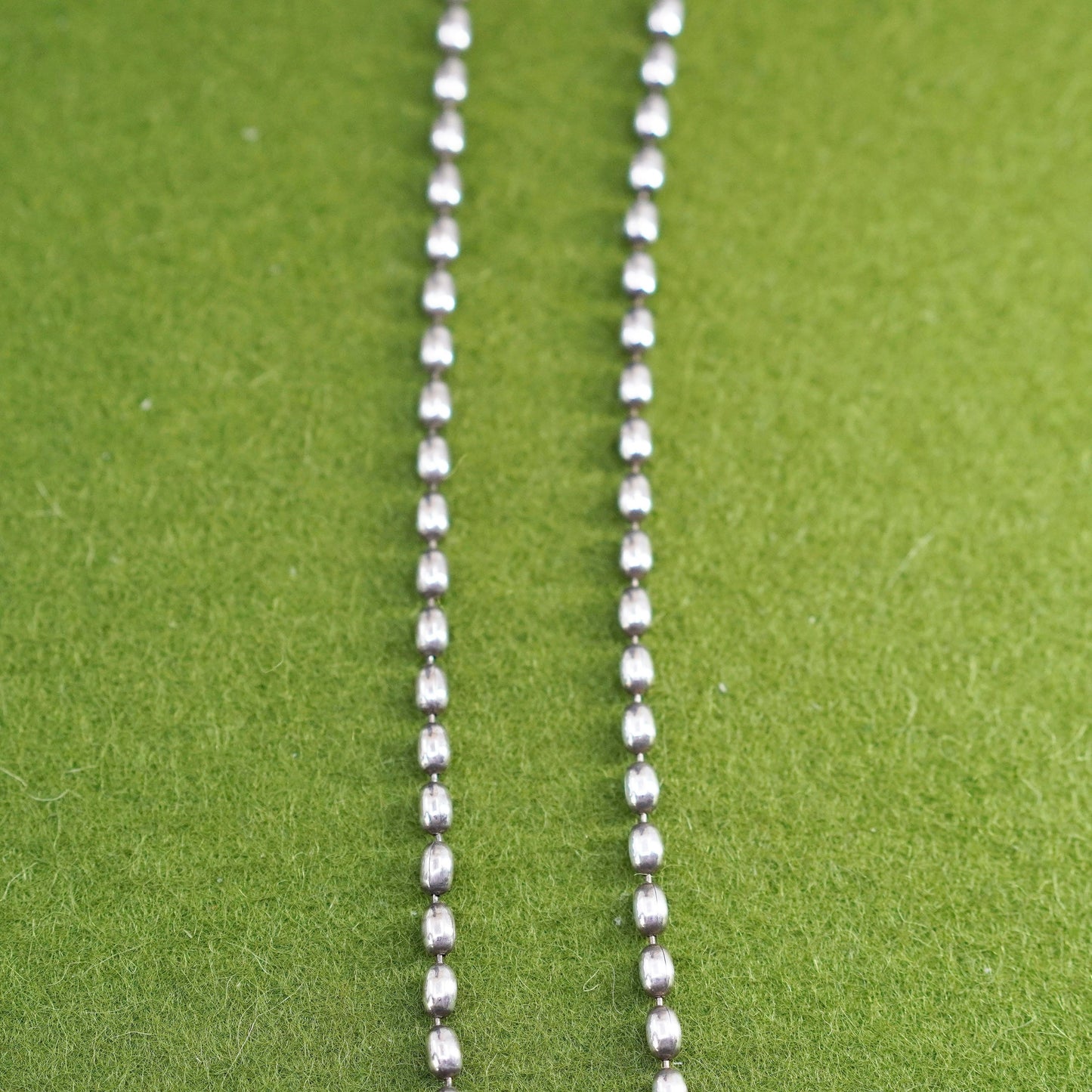 30” 3mm, vintage Italy sterling silver necklace, 925 bead chain