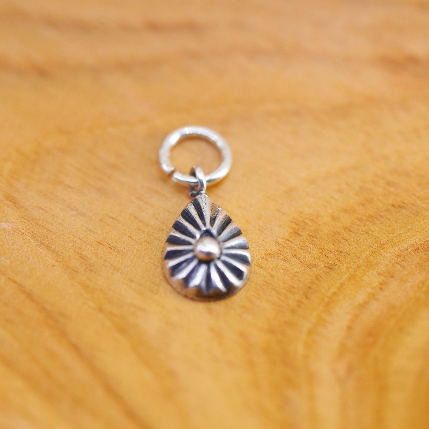 Vintage Sterling silver handmade charm, Mexico 925 teardrop pendant