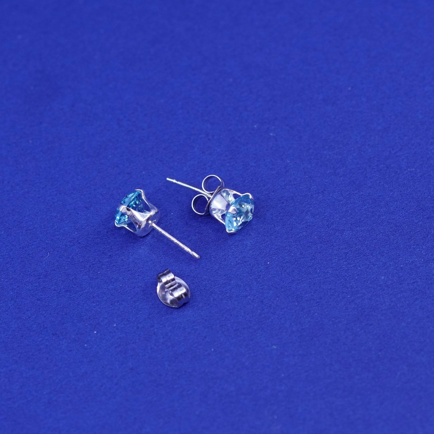 Vintage Sterling silver handmade earrings, 925 studs with topaz