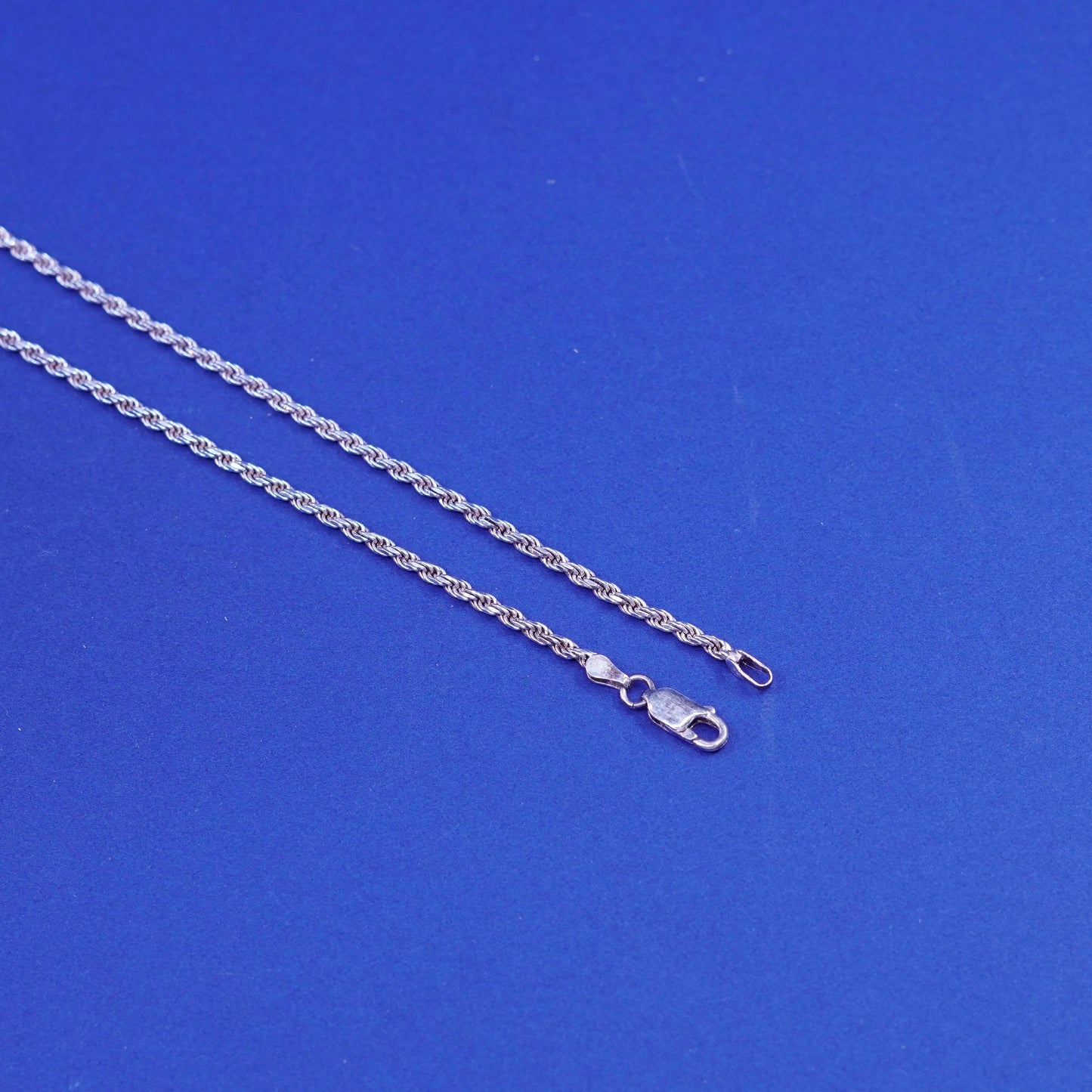 24”, 3mm, vintage FJK italy sterling silver necklace, 925 diamond rope chain
