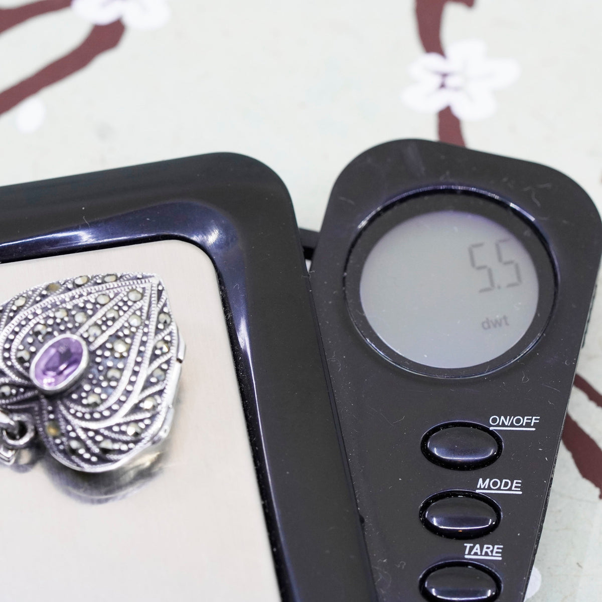 Sterling silver handmade pendant, 925 heart locket charm amethyst Marcasite