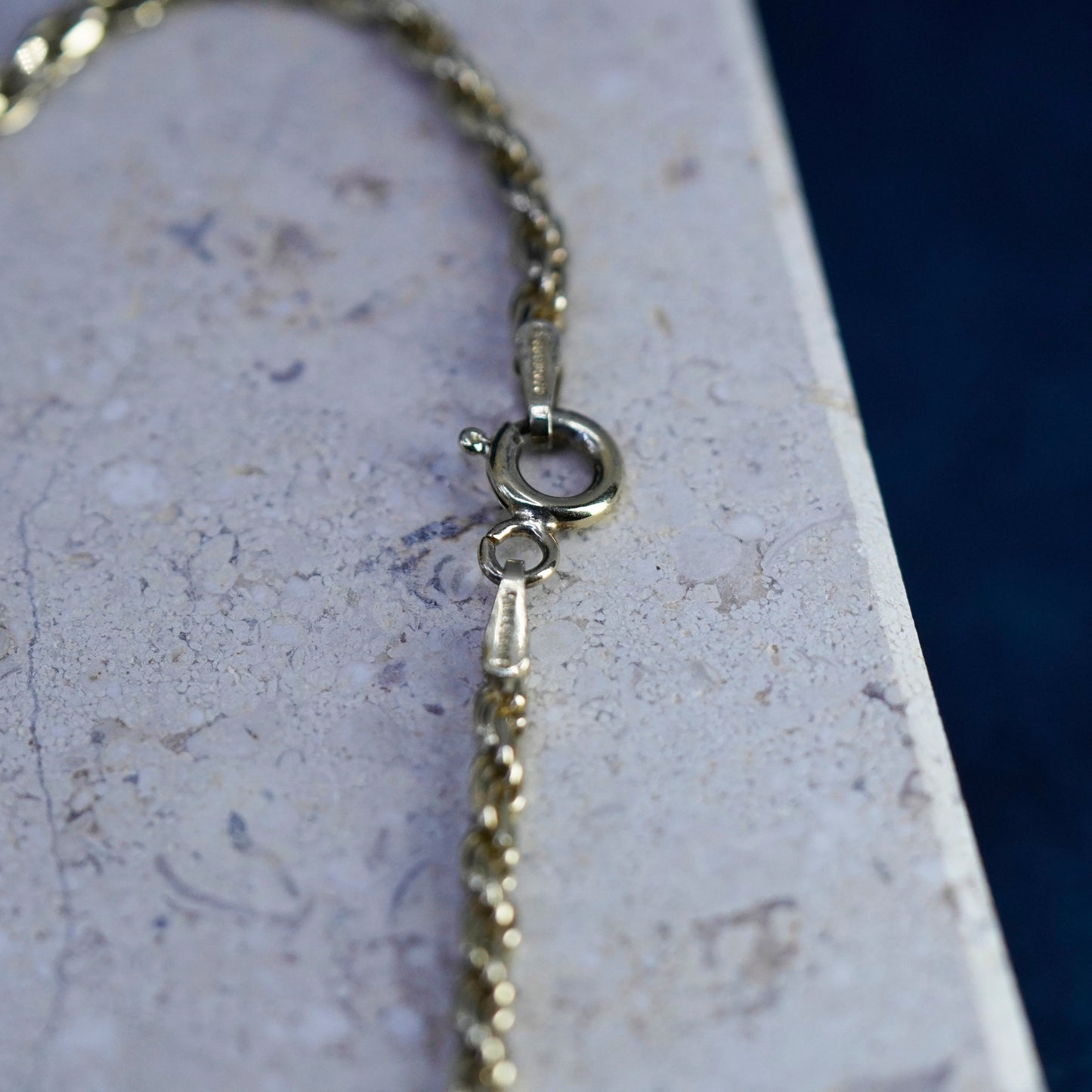 7.75”, Danecraft gold over Sterling silver handmade bracelet, 925 rope chain