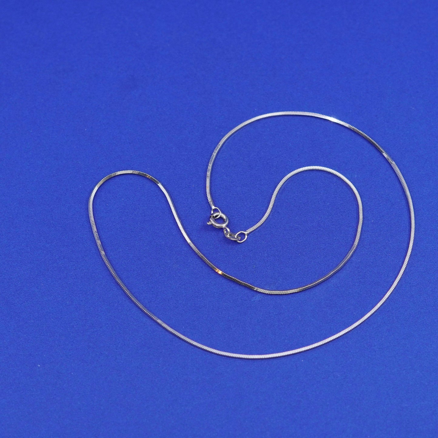 18”, vintage Sterling silver handmade necklace gold over 925 Square snake chain