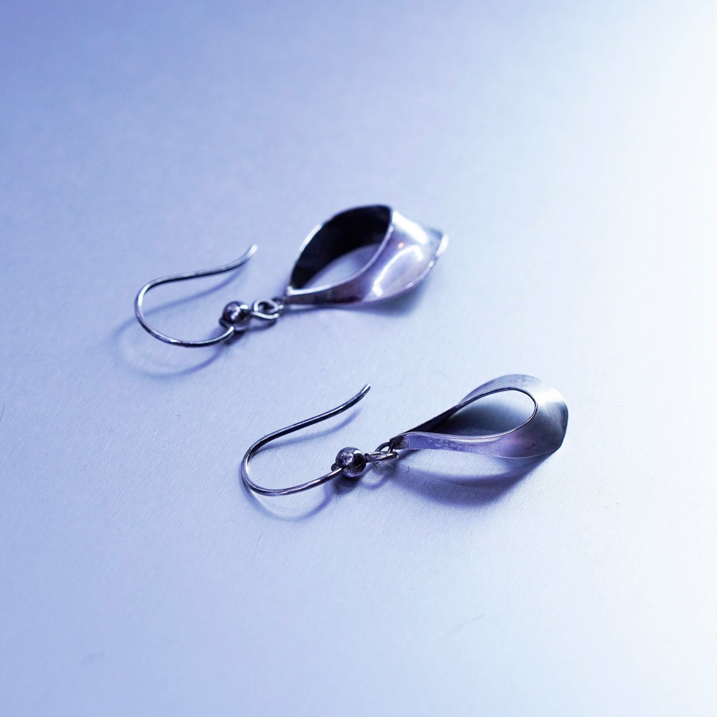 Vintage Mexico Sterling 925 silver handmade teardrop earrings