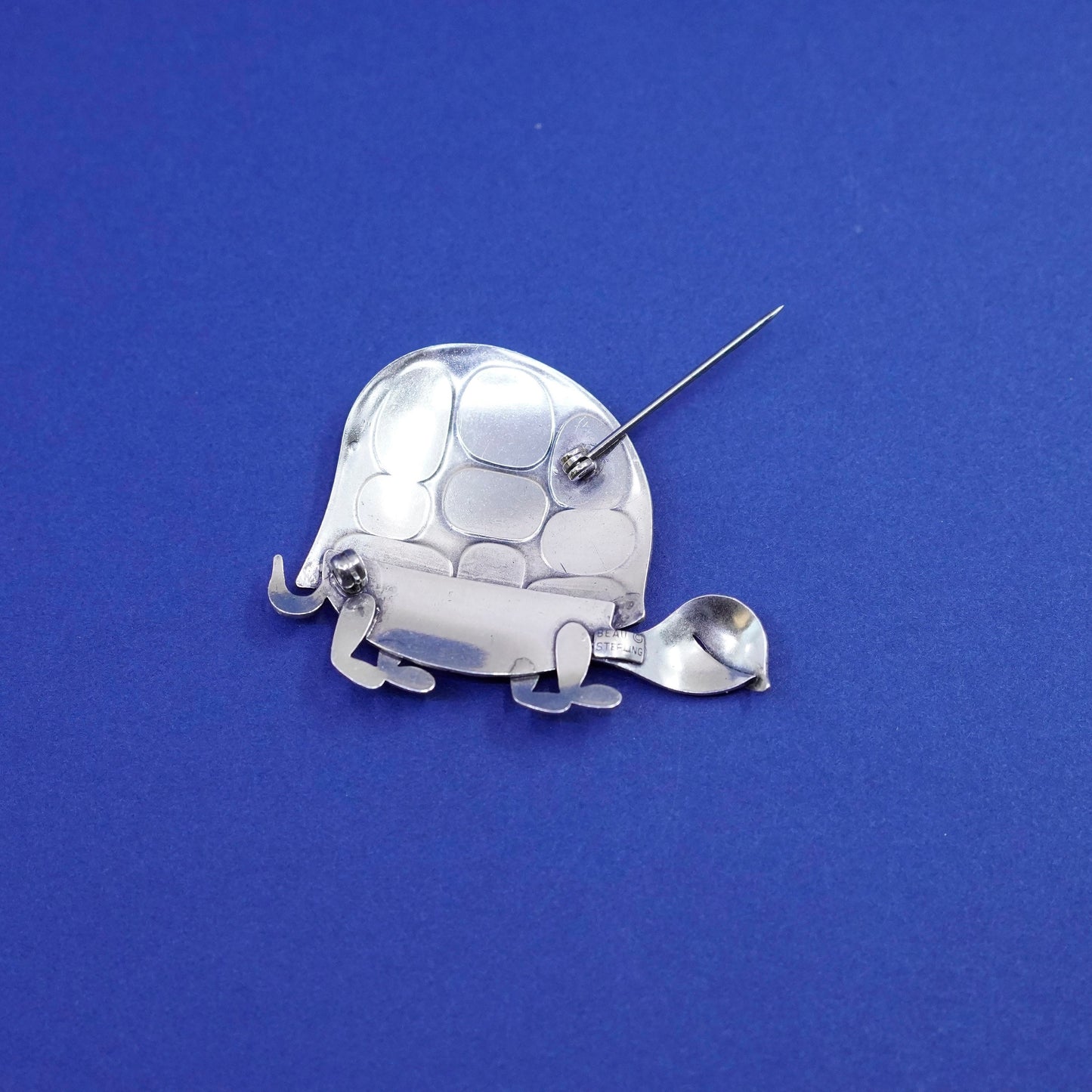 Vintage beau Sterling silver handmade brooch, 925 turtle pin