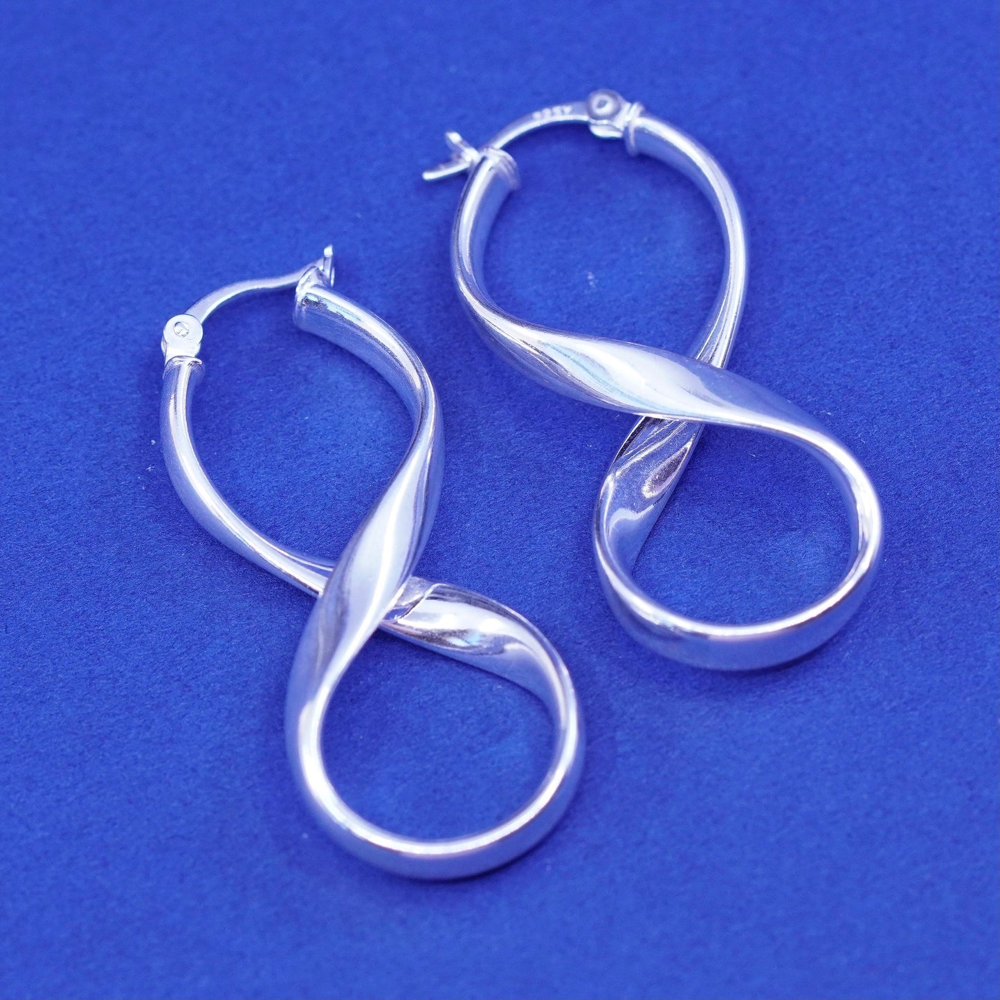 1.25”, vintage Sterling silver handmade earrings, 925 infinity hoops