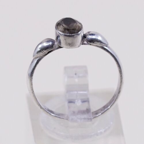 Sz 7, Sterling Silver handmade Ring, 925 Silver Ring W/ Smoky Topaz, Stamped 925