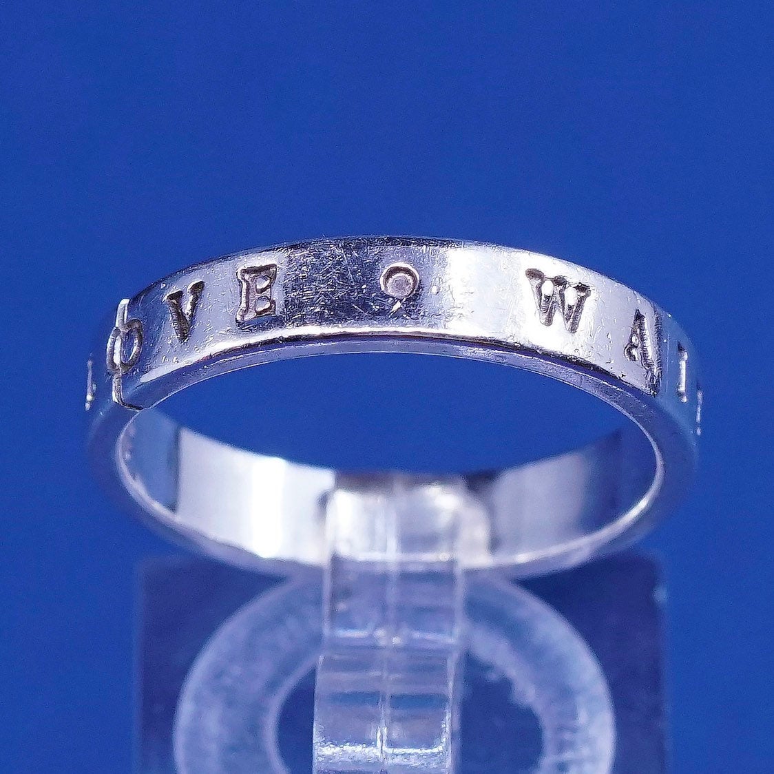 sz 8.75, vtg BSA Sterling silver prayer ring, 925 band "true love waits