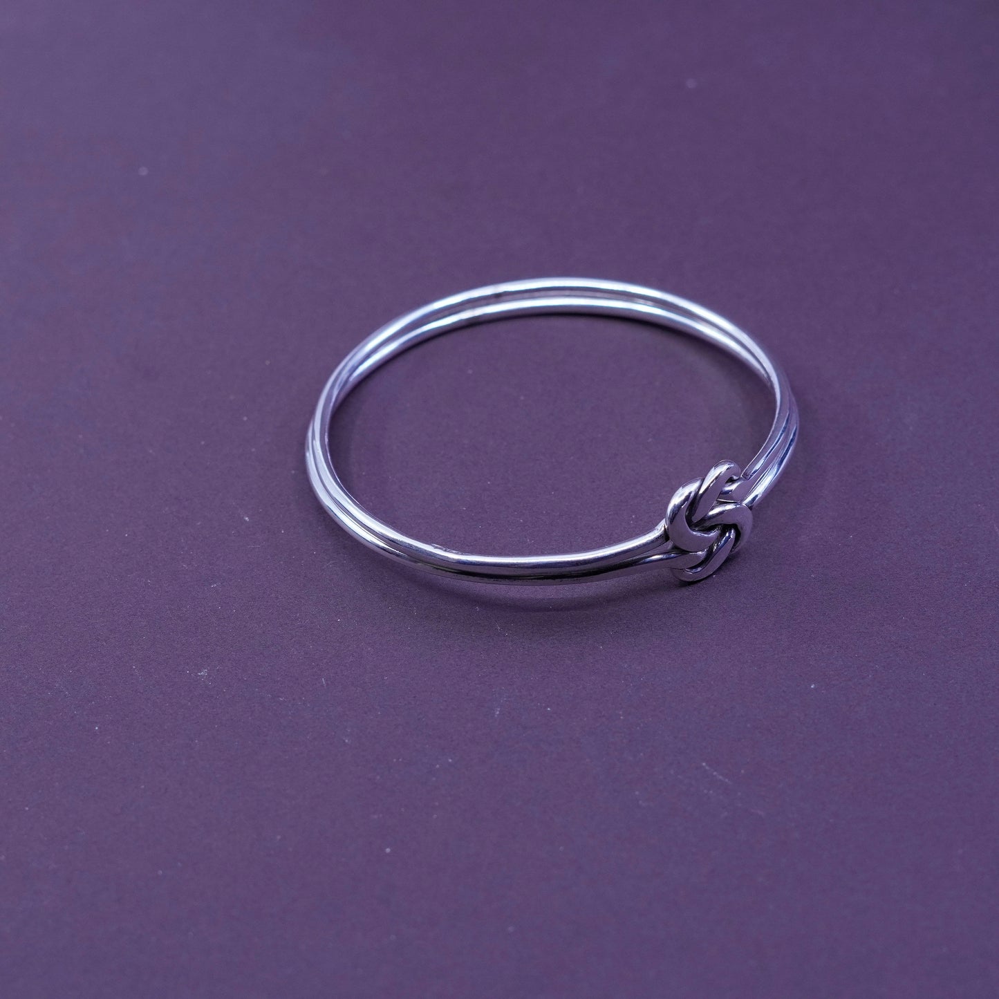 8”, mexico Sterling silver handmade bracelet, 925 double love knotted bangle