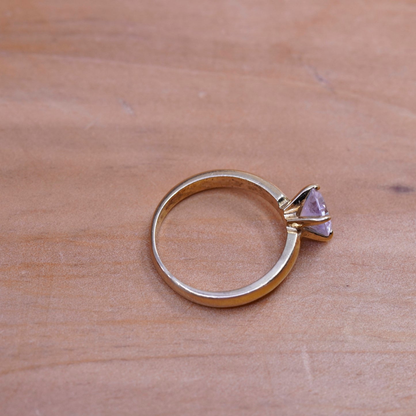 Size 5, vermeil gold over Sterling silver handmade ring, 925 engagement band cz