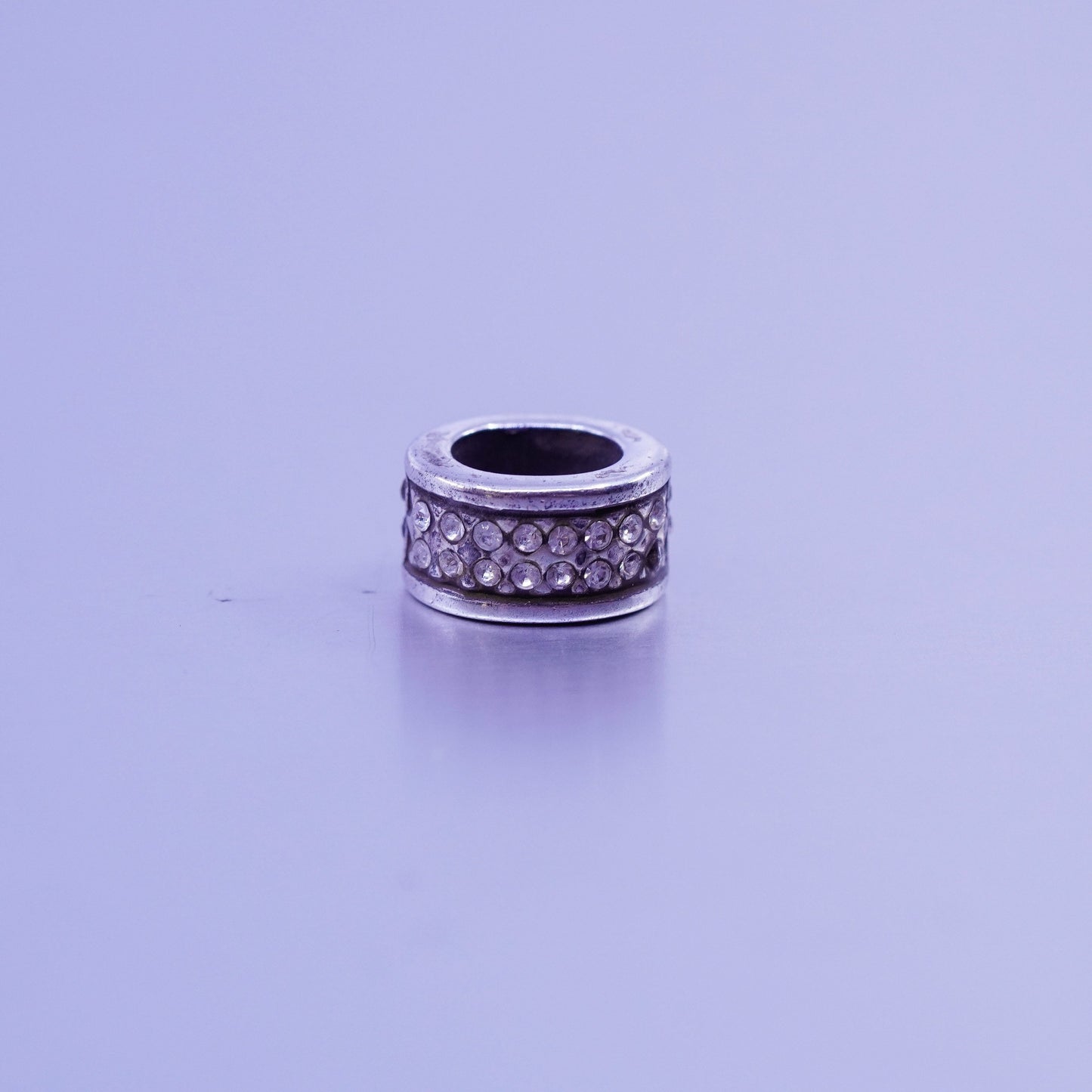 antique sterling 925 silver bead pendant with cluster Cz