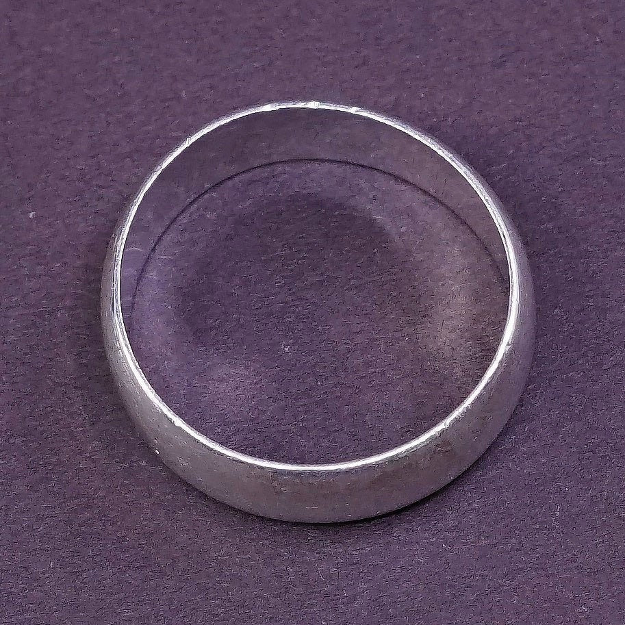 sz 7, vtg Sterling silver handmade ring, 925 wedding band, silver tested