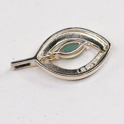Vermeil Gold Over Sterling Silver Handmade Pendant, 925 Charm W/ Jade N Diamond