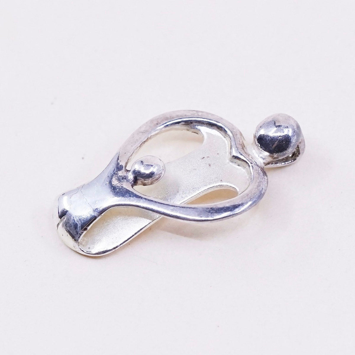 Vintage carolyn pollack sterling silver handmade pendant, heart 925 pendant