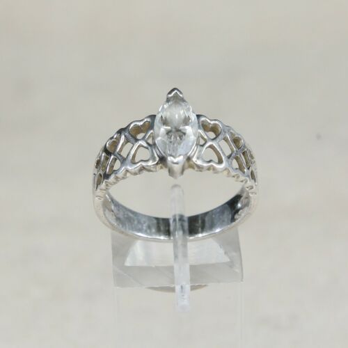 Sz 10, Sterling Silver Ring, 925 Silver Engagement Ring W/ Crystal