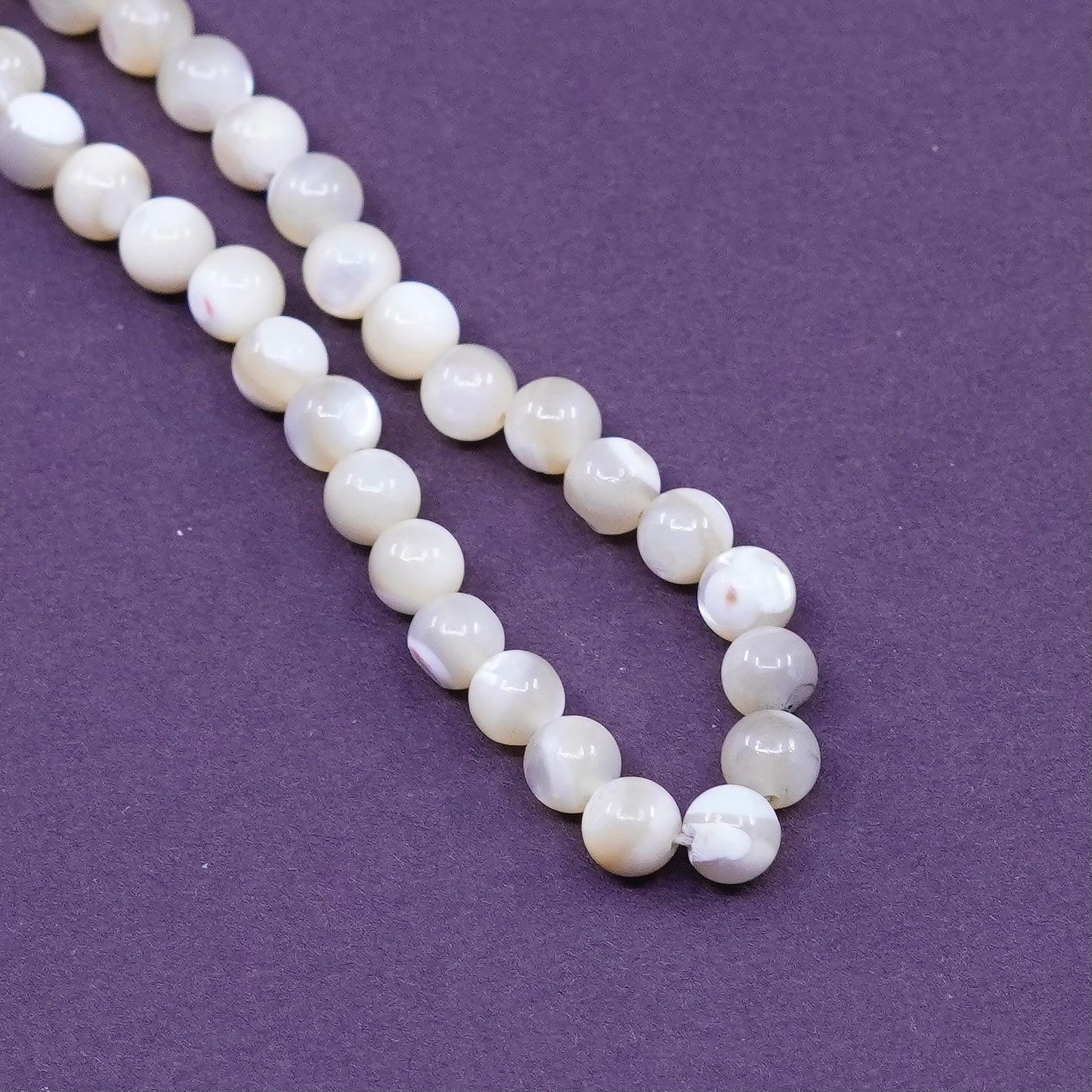 15+2”, vintage handmade necklace, genuine agate beads Sterling 925 silver chain