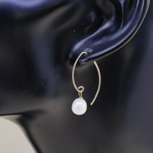 Vtg Gold STERLING SILVER earrings with Freshwater pearl dangles, Silver Tested