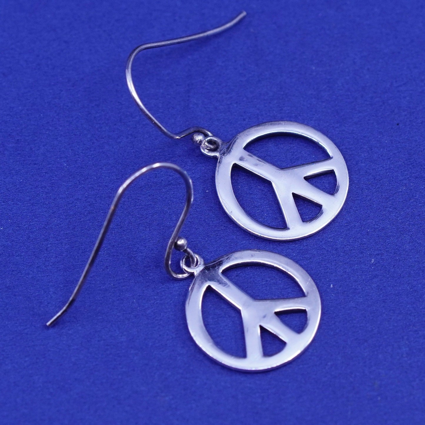 Vintage sterling 925 silver handmade earrings, CND peace sign