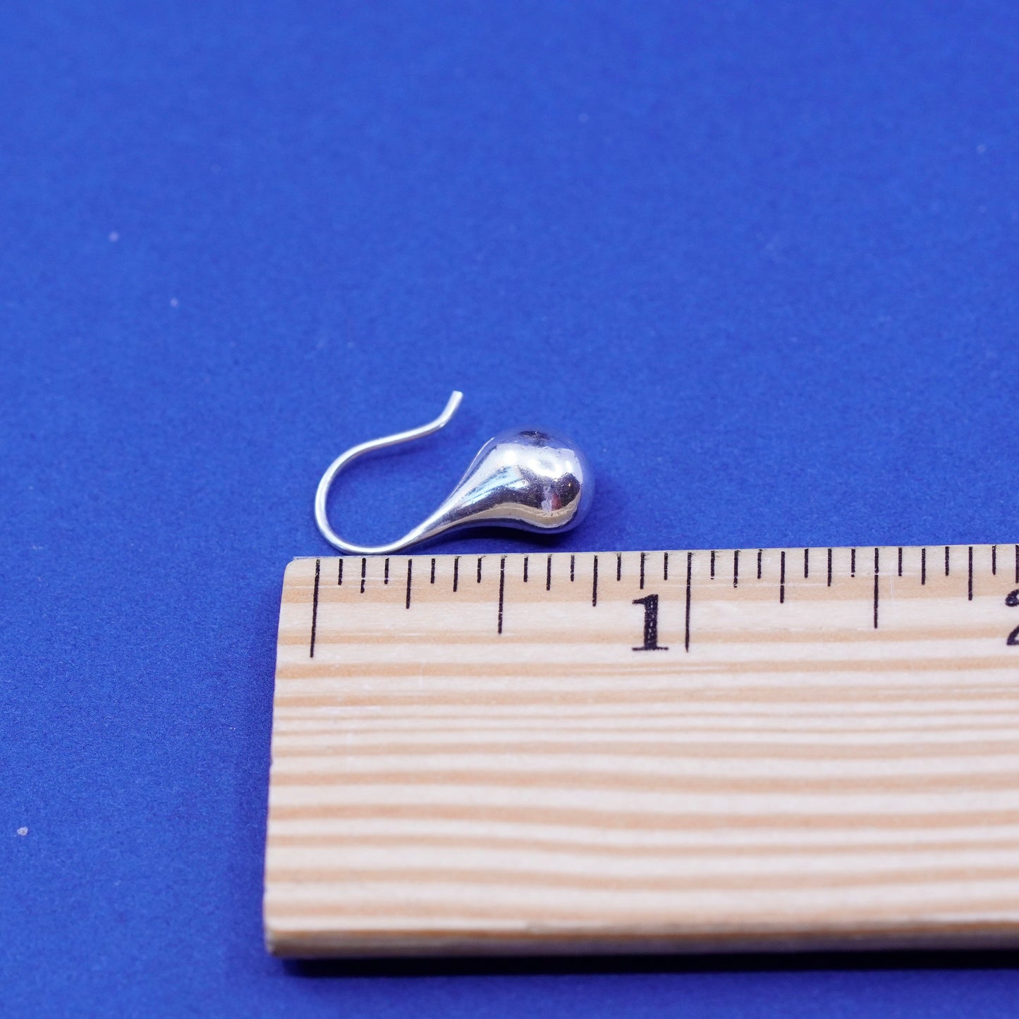 Vintage sterling silver handmade earrings, 925 simple teardrop drops
