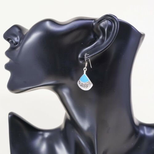 Amazing handmade Sterling Silver earrings, 925 Turquoise Dangles