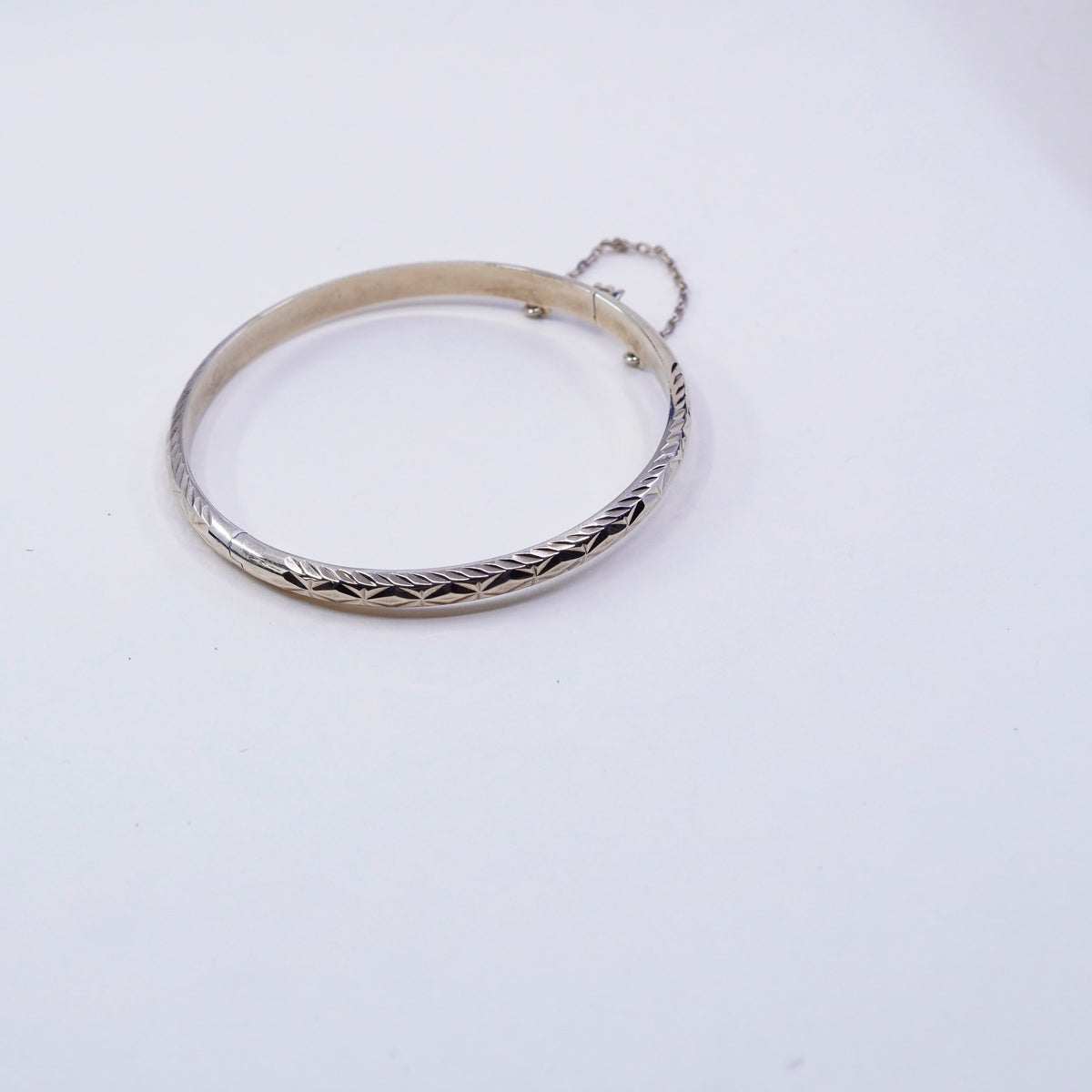7.5”, gold vermeil sterling silver bracelet, textured 925 hinged bangle