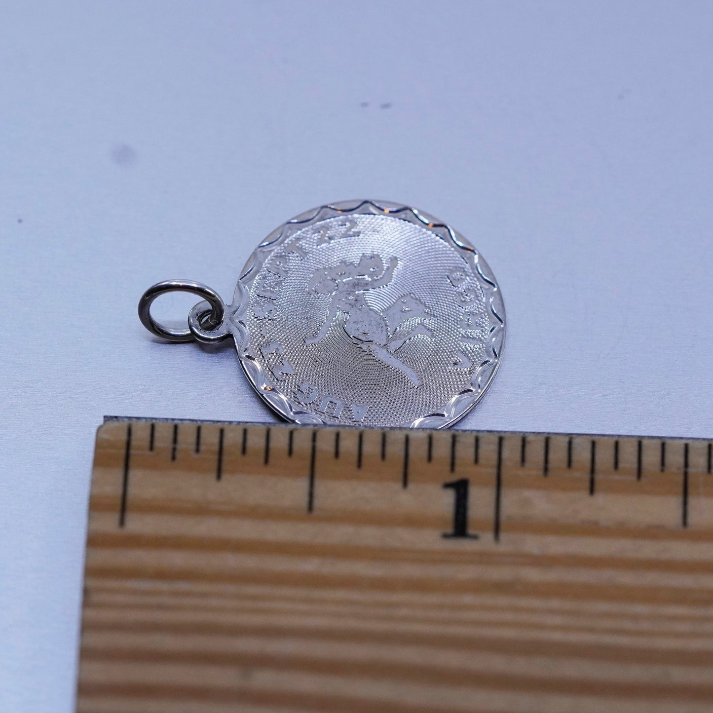 Vintage sterling 925 silver handmade sign Virgo tag pendant