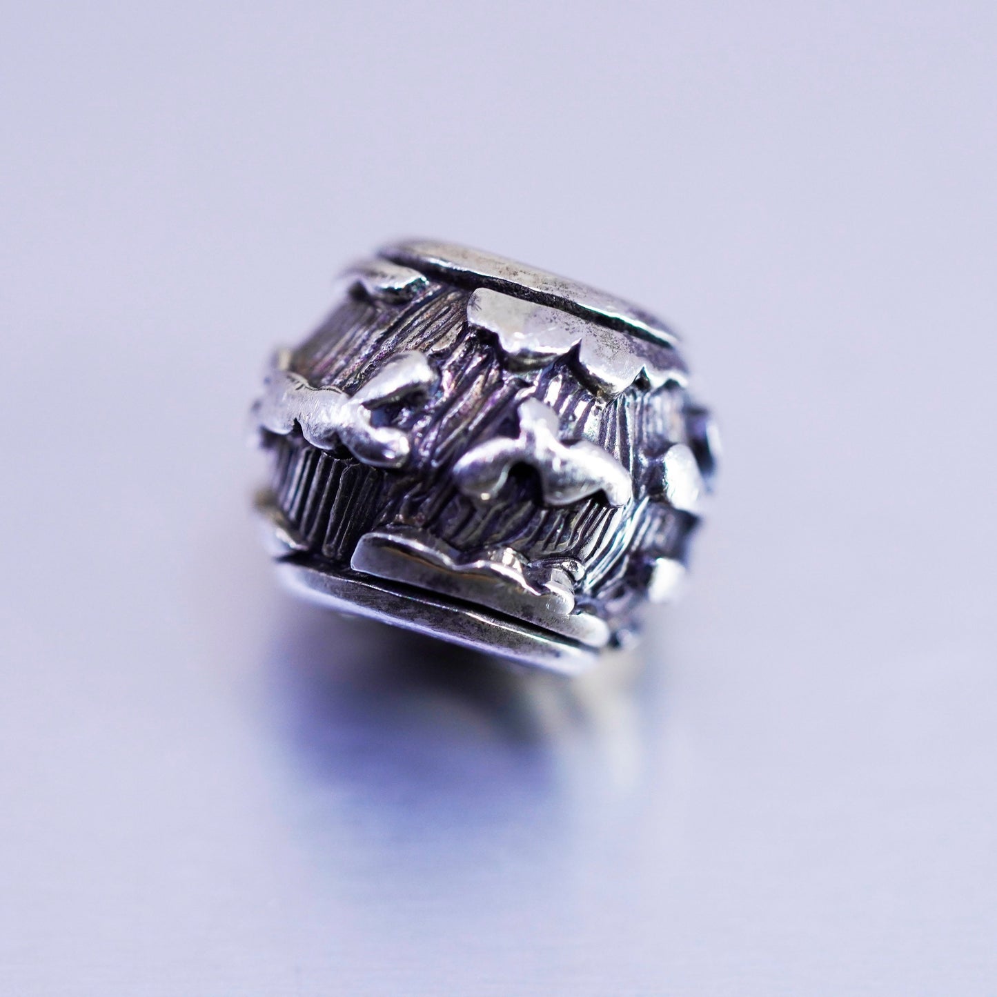 Antique Sterling silver handmade simple 925 bead embossed cloud