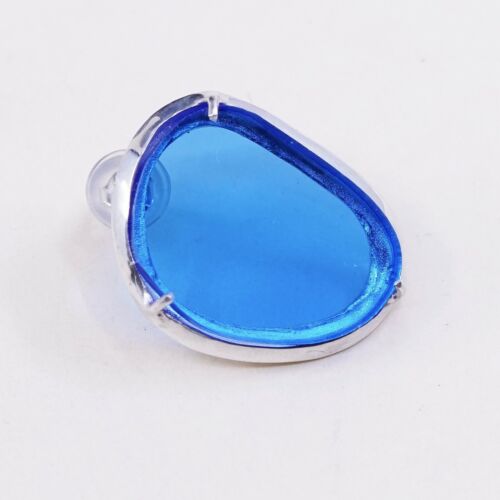 1084 Studio Sterling silver Handmade earrings 925 silver w/ blue Glass studs