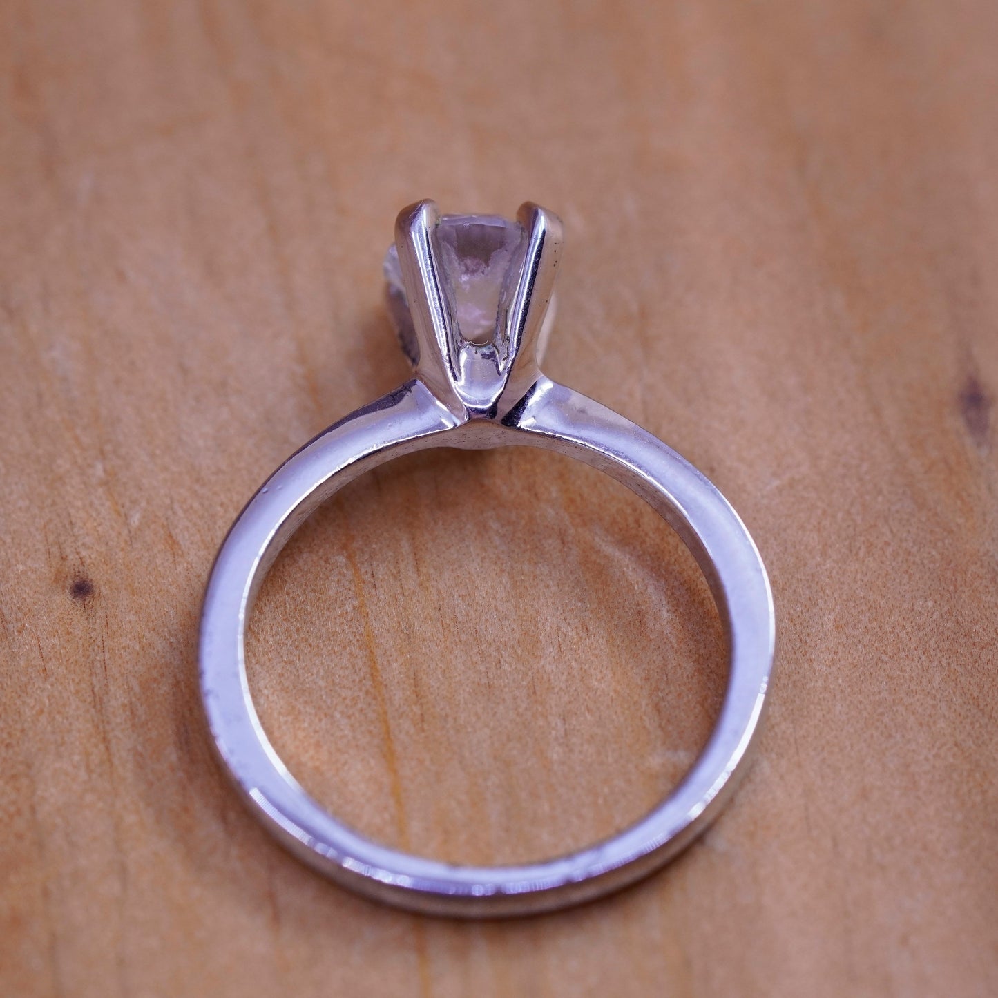 Size 7, vintage Sterling silver handmade ring, 925 engagement band with cz