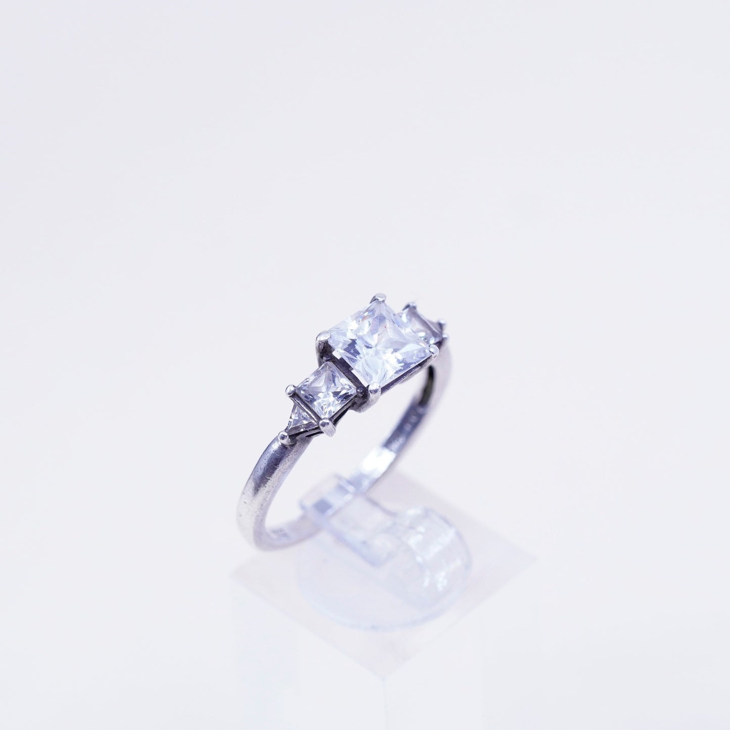 Size 10, DO Sterling 925 silver engagement ring with Cz