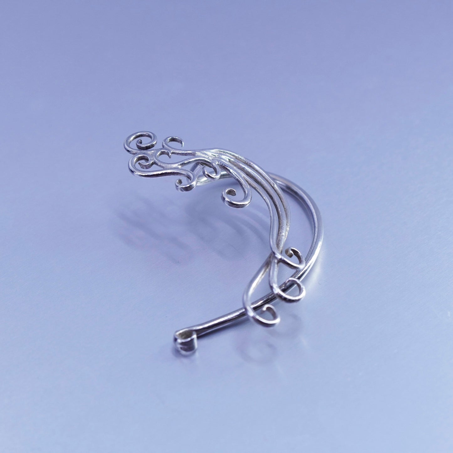Vintage Sterling silver handmade ear cuff, 925 swirly earring cuff