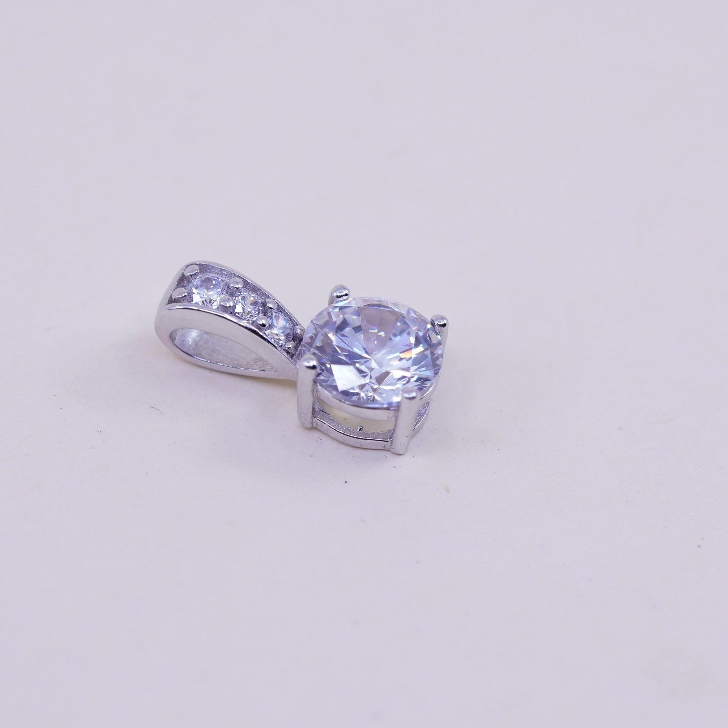 Vintage sterling 925 silver cz crystal charm pendant