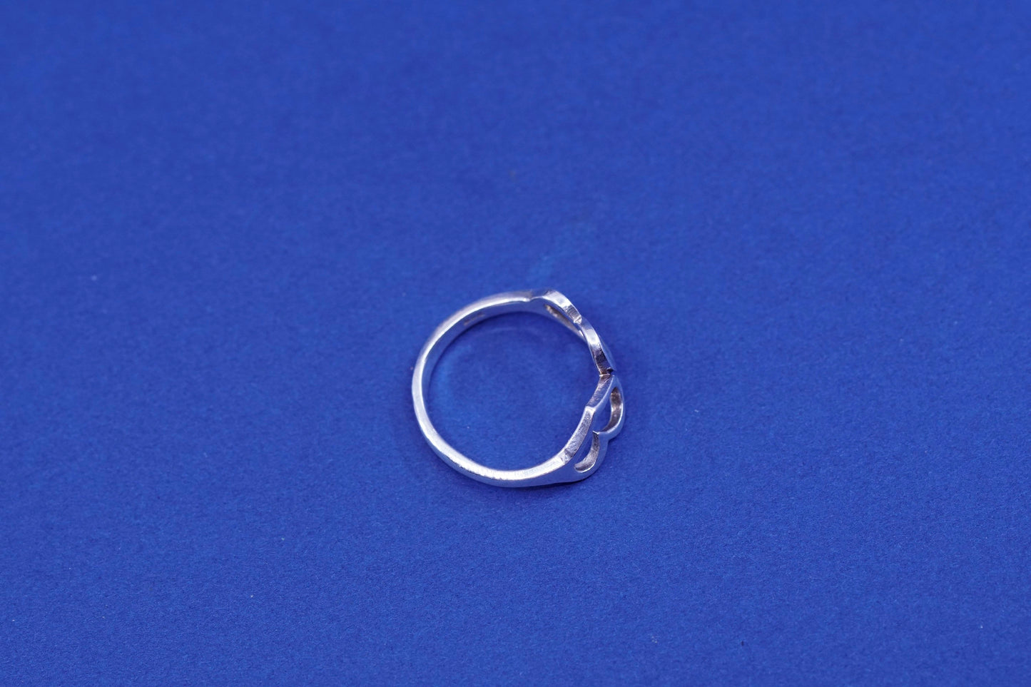 Size 5, vintage sterling silver handmade ring, 925 double heart band